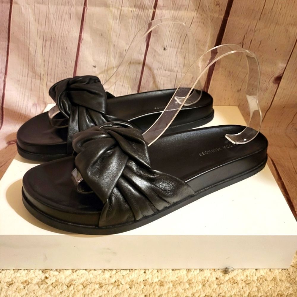 Rebecca Minkoff "Valeraine" Black Buttery Soft Leather Slide Sandals Sz.10 $295 - Picture 3 of 9